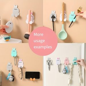 3pcs Multi-Functional Hook Set, Creative Cable Organizer, Wall-Mounted Kitchen Plug Hooks (No Drilling Required), Storage Holder for Brushes, Spoons, Mops, and Household Tools, Organizer Rack for Bath Towels, Shower Caps, and Towels, Utility Hooks