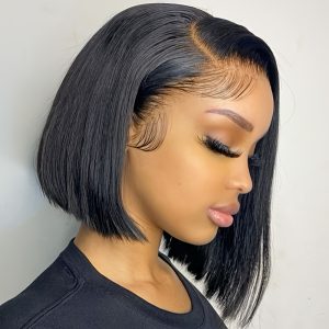 Straight BOB Wigs13*4 Deep Part Bob Wig Human Hair Wigs for Brazilian Lace Closure Bob Wig Pre Plucked with Baby Hair Natural Black