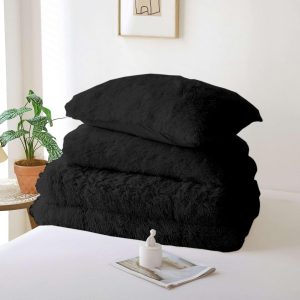 Fluffy Fuzzy Plush Comforter Set, 2/3pcs Winter Faux Fur Warm Soft Fuzzy Plush Bedding Comforter Set