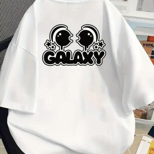 A Stylish Short-Sleeve Top with Galaxy And Space-Themed Prints, Perfect for Summer. This Women'S Casual Round-Neck Shirt Features a Comfortable Fit And a Classic Design