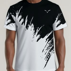 Men's 3D Seagull Print Short Sleeve T-Shirt - Nautical Seagull & Color-Blocking Design, Round Neck Casual Summer Beachwear, Machine-Washable Polyester Shirt Suitable for Outdoor Activities & Casual Attire