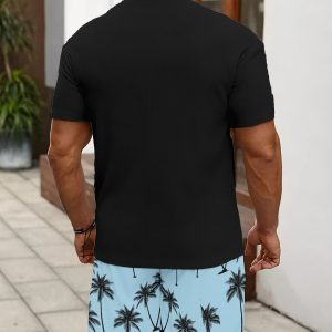 Men's Casual Sportswear Set, Breathable Outdoor Leisure Round Neck T-Shirt and Shorts Set, Summer Digital Print Set for Adults