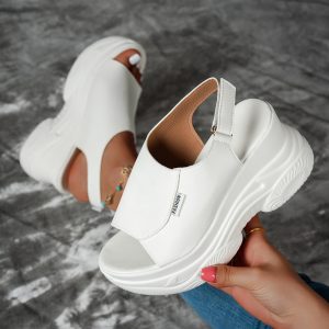 Platform Wedge Heel Sandals And Slippers for Women, Summer Wear, Super High Heel Sponge Cake Sole, One-Line Slippers, Platform, Height-Increasing, Muller Slippers, Versatile Casual Non-Slip Open-Toe Beach Shoes, Women Shoes