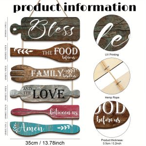 2D Flat, A Set of 2D Flat Wall Decor Featuring the Phrase "Pray for the Food Before Us," Suitable for Farmhouse Kitchens. It's the Perfect Choice for Decorating Your Kitchen and a Unique Gift for Family Members, 2D Flat