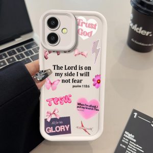 Phone Case - Christian Aesthetic Phone Case Featuring 'Faith Over Fear' from Psalms, Designed for Samsung Galaxy A06, A05, And A05S. It Is a Matte, Drop-Proof, Rugged, And Durable Soft Bumper Cover, Perfect As a Gift