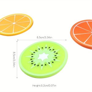 3pcs Durable PlasticFruit Coasters for Drinks and Cups - Non-Slip and, Cup Protectors, Kitchen Essentials, Decorative Accents, Playful Design, Flexible Material, Easy to Clean, Drink Holders, Coaster Set, Coffee Drinkers, Bar Setup