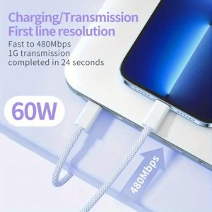 60W for iPhone 16/Samsung Cable, USB C to USB C Charging Cable, Type C to Type C Fast Charger Cord Compatible for iPhone 16/15/15 Pro/15 Pro Max/15 Plus/iPad Pro/ Air5/ MacBook/Samsung S25/S24/S23