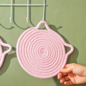 Charming Cat Ear Woven Pot Mat - Versatile, Heat-Resistant & Easy to Clean with Hanging Loop for Kitchen Decor