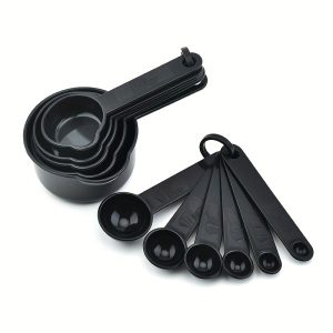 11-Piece Plastic Measuring Cups and Spoons Set, Easy-Fold, Space-Saving Cooking & Baking Essentials, Durable & Accurate Tools for Kitchen Prep