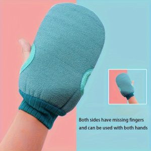 1pc Dual-Sided Exfoliating Bath Scrubber Glove Strong Cleaning Massage Body Scrub Skin-Friendly Soft Reusable Shower Accessory for Back Washing And Hand Care Home SPA Bathroom Essential Mother'S Day Christmas Gift Choice Dead Skin Removal Tool Famil