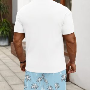Men's Casual Sportswear Set, Breathable Outdoor Leisure Round Neck T-Shirt and Shorts Set, Summer Digital Print Set for Adults