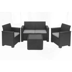 4pcs Rattan Patio Set Featuring Comfortable Cushions for Outdoor Relaxation and Entertaining