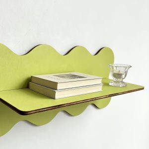 2D Plane. Colorful Wavy Crystal Storage Shelf, Wooden Creative Wall Storage Rack, Nordic Style Bedroom And Living Room Decorative Shelf, Small Ornament Green Plant Aromatherapy Multifunctional Wall-Mounted Rack, Unique Handcrafted Wall Art Shelf