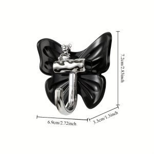 Butterfly Self Adhesive Hooks - No Drill, Easy Install Waterproof for Bathroom, Kitchen (Holds Towels, Robes, Organizers), Utility Hooks