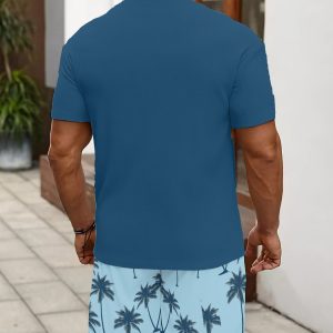 Men's Casual Sportswear Set, Breathable Outdoor Leisure Round Neck T-Shirt and Shorts Set, Summer Digital Print Set for Adults