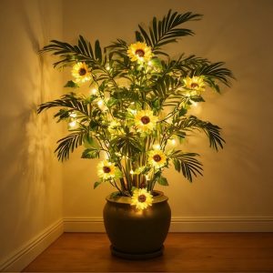 1M 10Led Boho Sunflower Vine LED String Lights, Warm Yellow Faux Sunflower Garland, Battery Powered Indoor Decor, Perfect for Summer Parties, String Lights, Fairy Lights, Suitable for Home Decoration, Birthday Parties, Weddings, Bedrooms, Walls