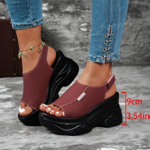 Platform Wedge Heel Sandals And Slippers for Women, Summer Wear, Super High Heel Sponge Cake Sole, One-Line Slippers, Platform, Height-Increasing, Muller Slippers, Versatile Casual Non-Slip Open-Toe Beach Shoes, Women Shoes