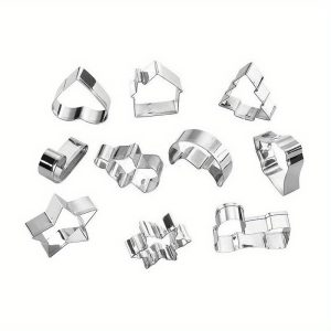 10pcs Cookie Cutter Set, Christmas Cake Cookie Molds, Mousse Cake Baking Tools, Christmas Series Cookie Cutters, Creative Kitchen Baking Dessert Molds, DIY Cookie Cutters, Film-Cutting and Pressing Cookie Baking Molds