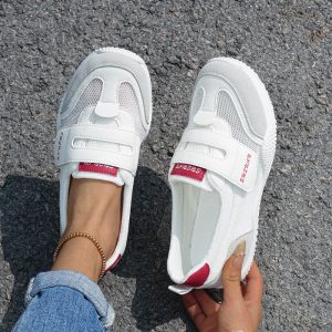 Women'S Shoes Versatile Spring New Mesh Hook-And-Loop Athletic Women Shoes Breathable Anti-Slip Soft Sole Casual Shoes, Sneakers