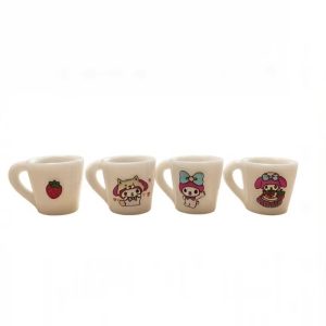 4pcs Licensed Sanrio My Melody Miniature Cup Ornaments Suitable for Dollhouse,, Miniature Scenes, Desktop Decorations, Dollhouse Dolls - 1:12 Scale Tiny Table Centerpieces with Iconic