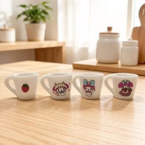4pcs Licensed Sanrio My Melody Miniature Cup Ornaments Suitable for Dollhouse,, Miniature Scenes, Desktop Decorations, Dollhouse Dolls - 1:12 Scale Tiny Table Centerpieces with Iconic