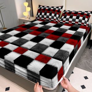 3pcs Set: New Winter Collection, Simple European Style, High-Quality Deep Pocket Queen Size Extra Large Double Bed and Medium Single Bed Cover Fitted Sheet Set, Couple's Choice, Exquisite Cottage Bedding. Includes 1 Fitted Sheet + 2 Deep Pocket