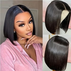 Office Ready Women's Elegant Black Bob Wig - Heat-Resistant Synthetic Hair, Straight, Middle Part, No Bangs - Perfect for Casual Wear and Cosplay, Versatile and Stylish, Daily Wig Wear | Elegant Hair Accessory | Synthetic Hair Wig, Wig Accessories