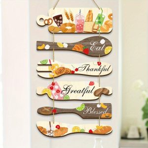 2D Flat, A Set of 2D Flat Rustic-style Wooden Kitchen Wall Art Signs, Holiday Thanksgiving and Christmas Decorations, Country Home Decor, No Power Supply Required, Suitable for Mother's Day, Halloween, and Festive Use, Meeting the Needs for Products